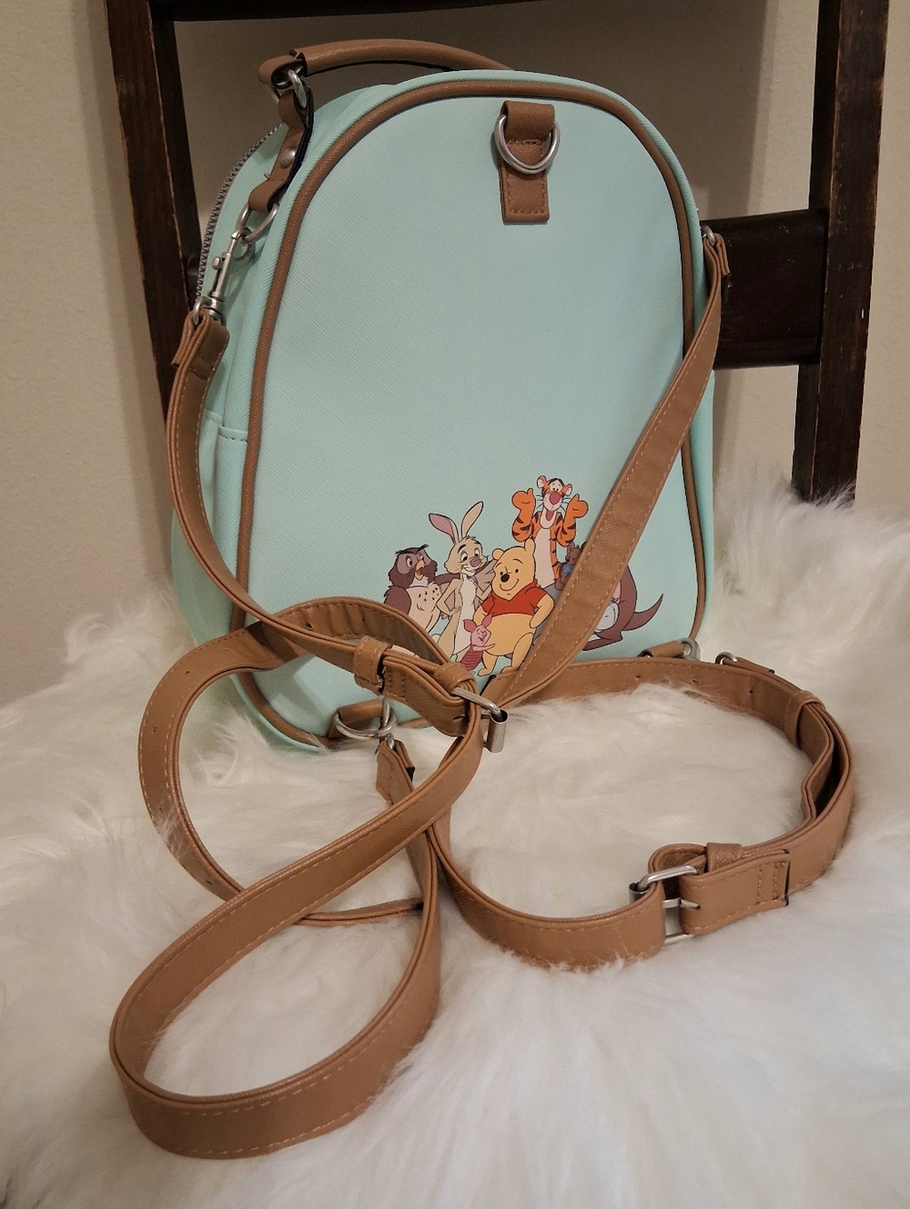 Disney Winnie the Pooh Mini Backpack Adjustable Straps Mint Green - Picture 11 of 12
